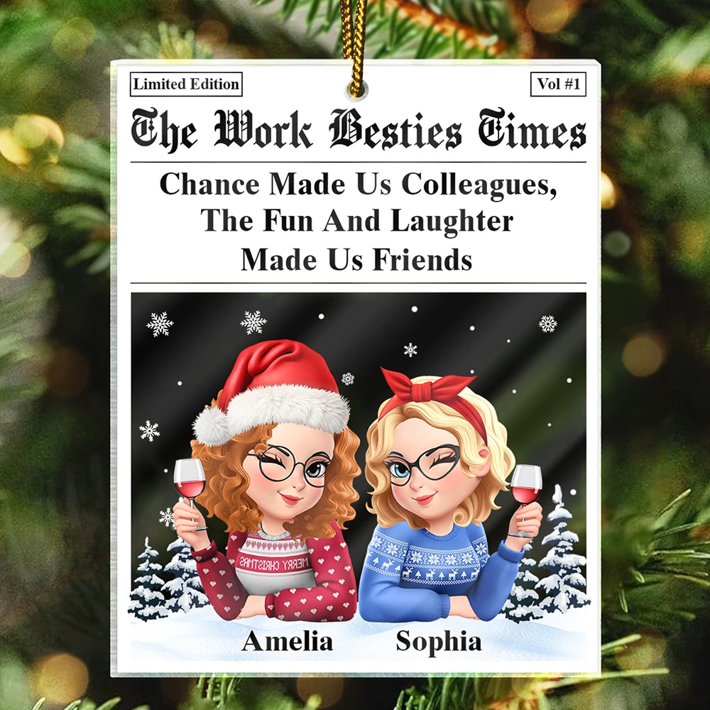 Gift For Bestie, Gift For Sisters, Gifts For Colleagues, Christmas, Funny - Chance Made Us Colleagues - Personalized Custom Shaped Acrylic Ornament