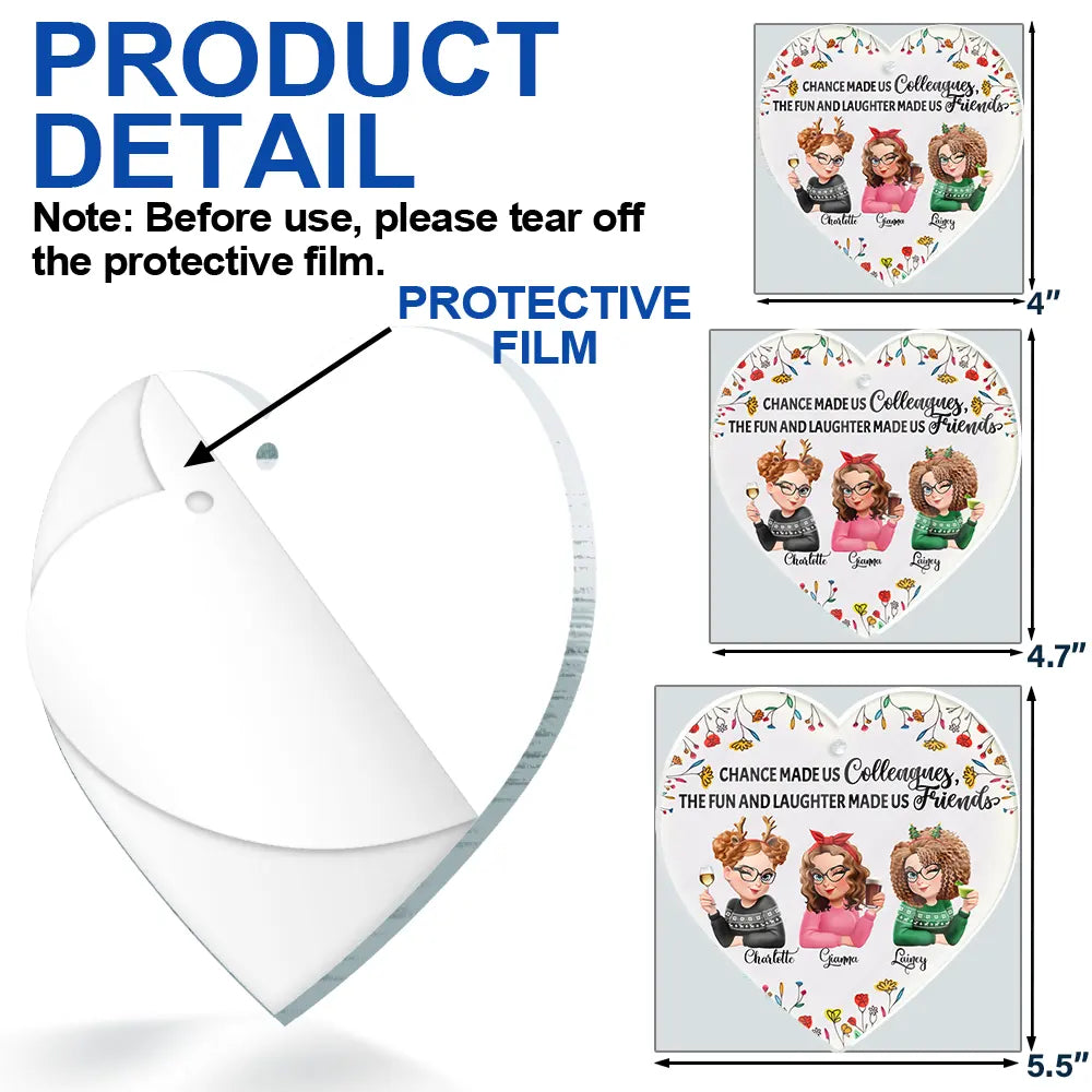 Funny,Christmas,Gifts For Colleagues,Gift For Bestie - Chance Made Us Colleagues - Personalized Custom Shaped Acrylic Ornament
