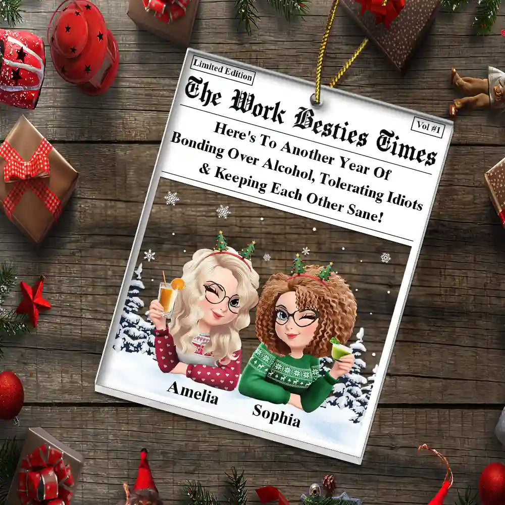 Gift For Bestie, Gift For Sisters, Gifts For Colleagues, Christmas, Funny - Chance Made Us Colleagues - Personalized Custom Shaped Acrylic Ornament