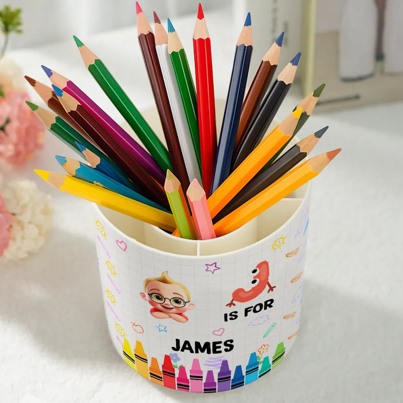 Gift For Kids,Happy - Characters Is For Kids - Personalized Rotating Pen Holder