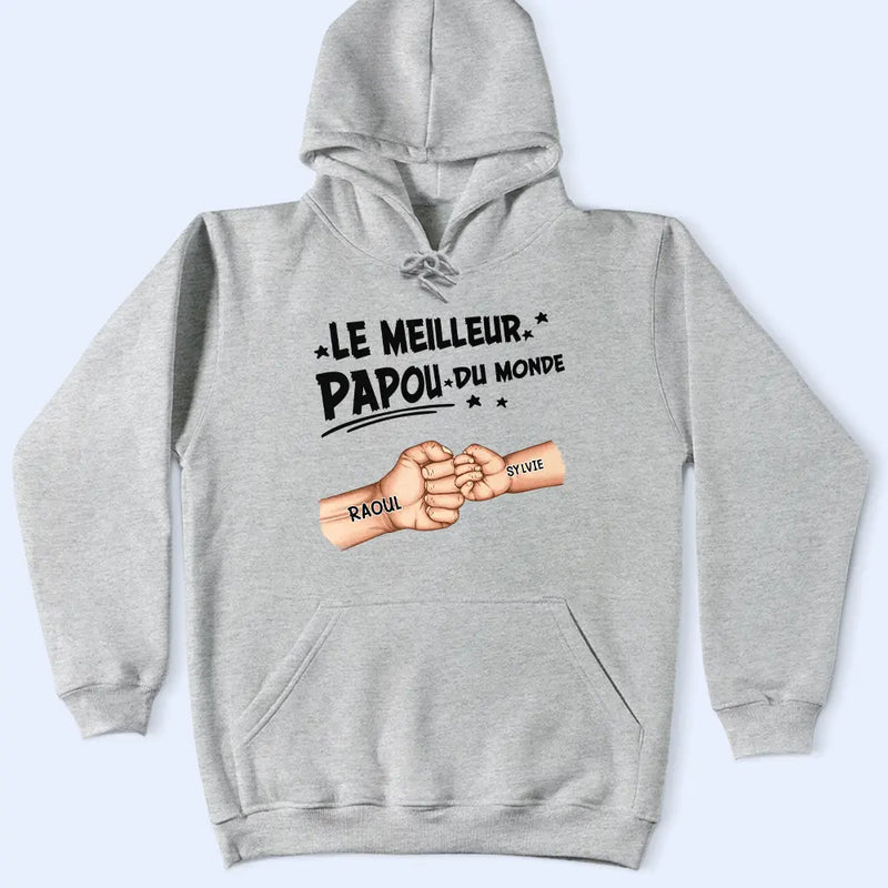 Gift For Yourself,Gift For Men,Gift For Grandpa,Gift For Father,Happy,French - Check Du Poing Le Meilleur Papa Du Monde - T Shirt Personnalisé