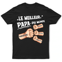 Gift For Yourself,Gift For Men,Gift For Grandpa,Gift For Father,Happy,French - Check Du Poing Le Meilleur Papa Du Monde - T Shirt Personnalisé