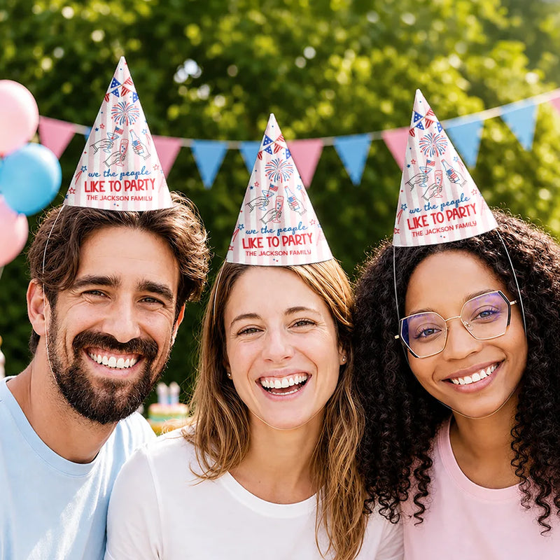 America 250th,Independence Day,Family,Proud,Custom Text - Cheers To 250 Years Anniversary - Personalized Party Hats