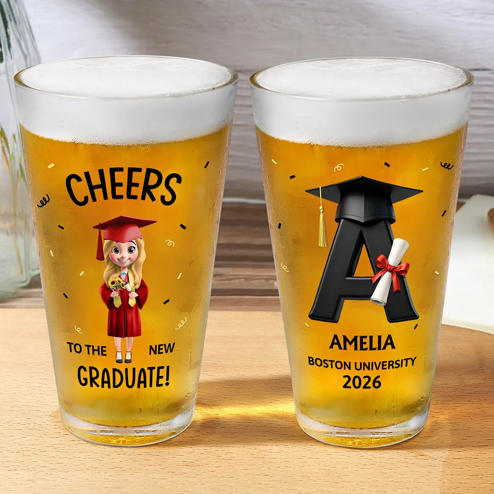 Graduation Cheer Glass Beer Glass – Wander Prints