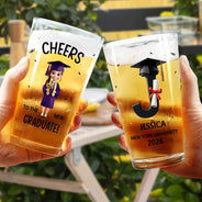 Gift For Boyfriend,Gift For Girlfriend,Gift For Yourself,Gift For Men,Gift For Women,Gift For Son,Gift For Sibling,Gift For Sisters,Gift For Brothers,Gift For Bestie,Graduation,Happy,Icon - Cheers To The New Graduate - Personalized Beer Glass