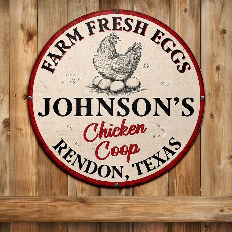 Funny,Farm,Gift For Yourself,Gift For Women,Gift For Men - Chicken Coop Farm Fresh Eggs - Personalized Custom Shaped Metal Sign