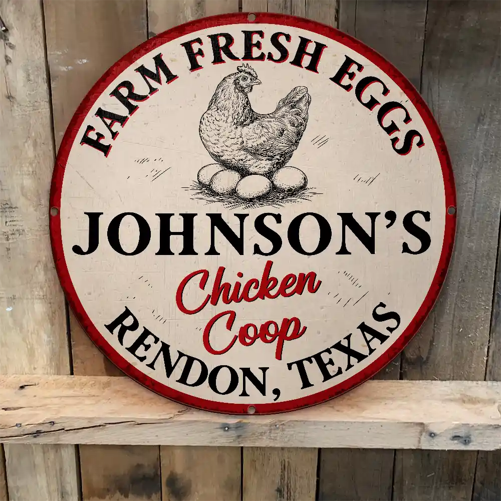 Funny,Farm,Gift For Yourself,Gift For Women,Gift For Men - Chicken Coop Farm Fresh Eggs - Personalized Custom Shaped Metal Sign