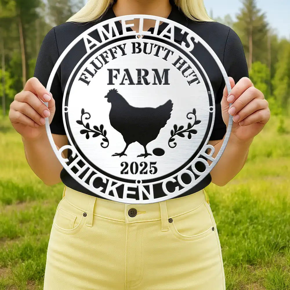 Funny,Farm,Gift For Yourself,Gift For Women,Gift For Men - Chicken Coop Farm House - Personalized Cutout Metal Sign