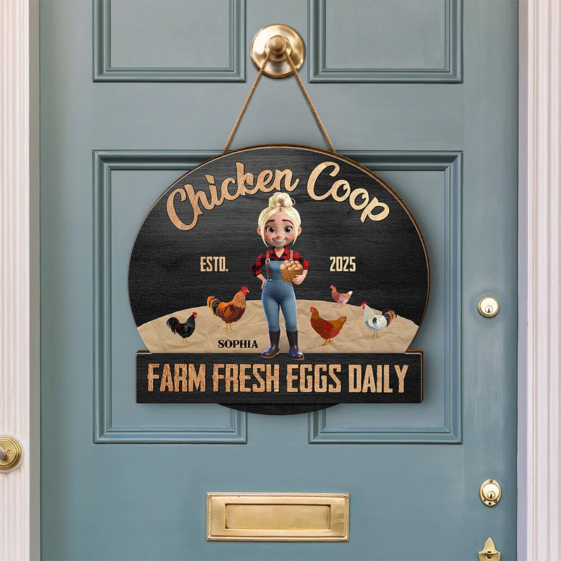 Chicken Coop Pampered Chickens Live Here - Personalized Custom Shaped Wood Sign