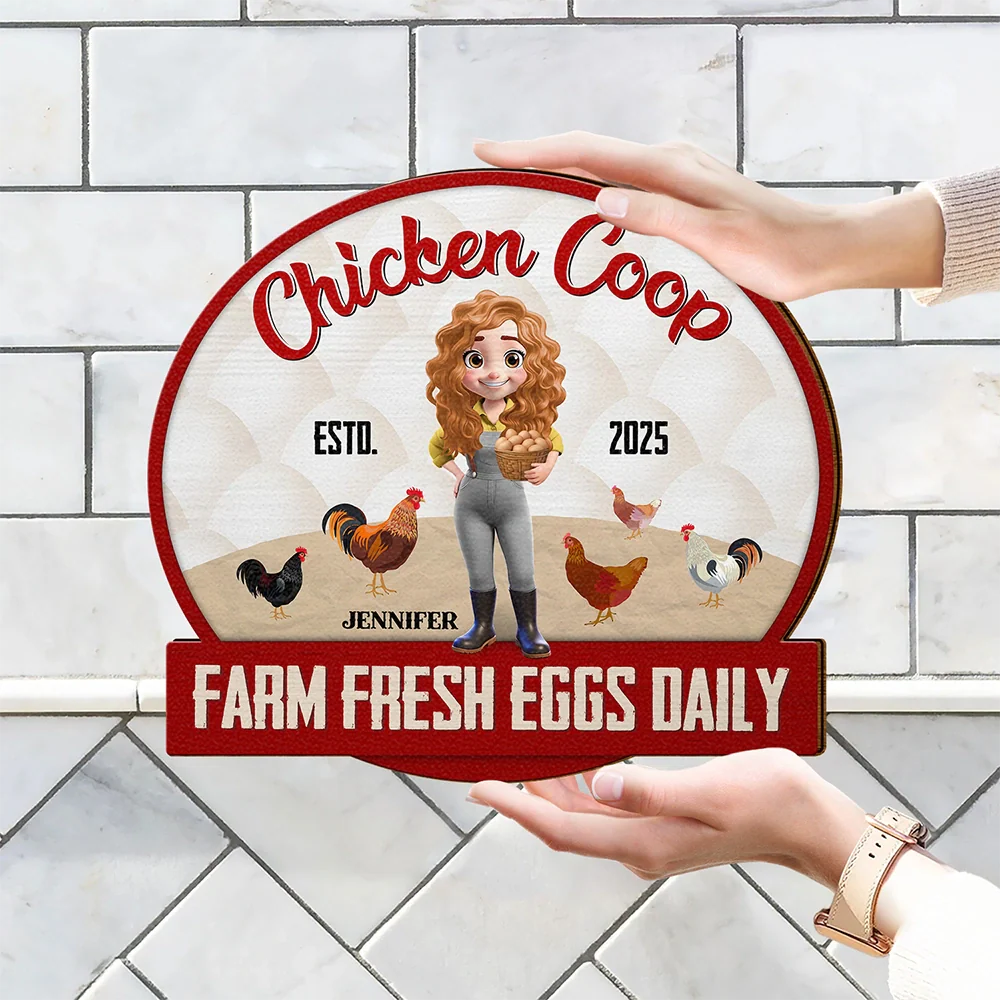 Chicken Coop Pampered Chickens Live Here - Personalized Custom Shaped Wood Sign