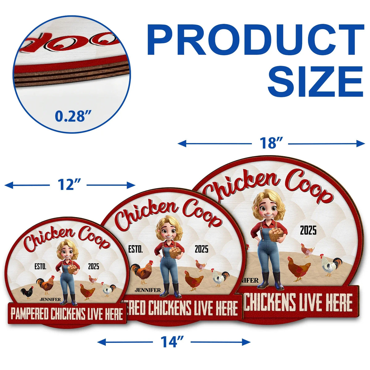 Chicken Coop Pampered Chickens Live Here - Personalized Custom Shaped Wood Sign