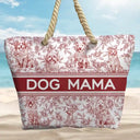 Summer,Happy,Dog Lovers,Dog Mom,Cat Lovers,Pet Lovers - Chinoiserie Toile Dog Cat - Personalized Beach Bag