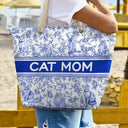 Summer,Happy,Dog Lovers,Dog Mom,Cat Lovers,Pet Lovers - Chinoiserie Toile Dog Cat - Personalized Beach Bag