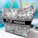 Summer,Happy,Dog Lovers,Dog Mom,Cat Lovers,Pet Lovers - Chinoiserie Toile Dog Cat - Personalized Beach Bag