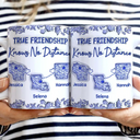 Gift For Bestie, Long Distance, Gift For Women, Happy, Christmas - Chinoiserie Toile 3D Inflated Effect Never Too Far To Have Coffee Together - Personalized White Edge-to-Edge Mug