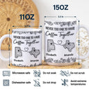 Gift For Bestie, Long Distance, Gift For Women, Happy, Christmas - Chinoiserie Toile 3D Inflated Effect Never Too Far To Have Coffee Together - Personalized White Edge-to-Edge Mug