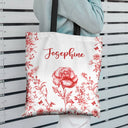 Back To School,Teacher - Chinoiserie Toile Art With Birth Month Flower - Personalized Tote Bag