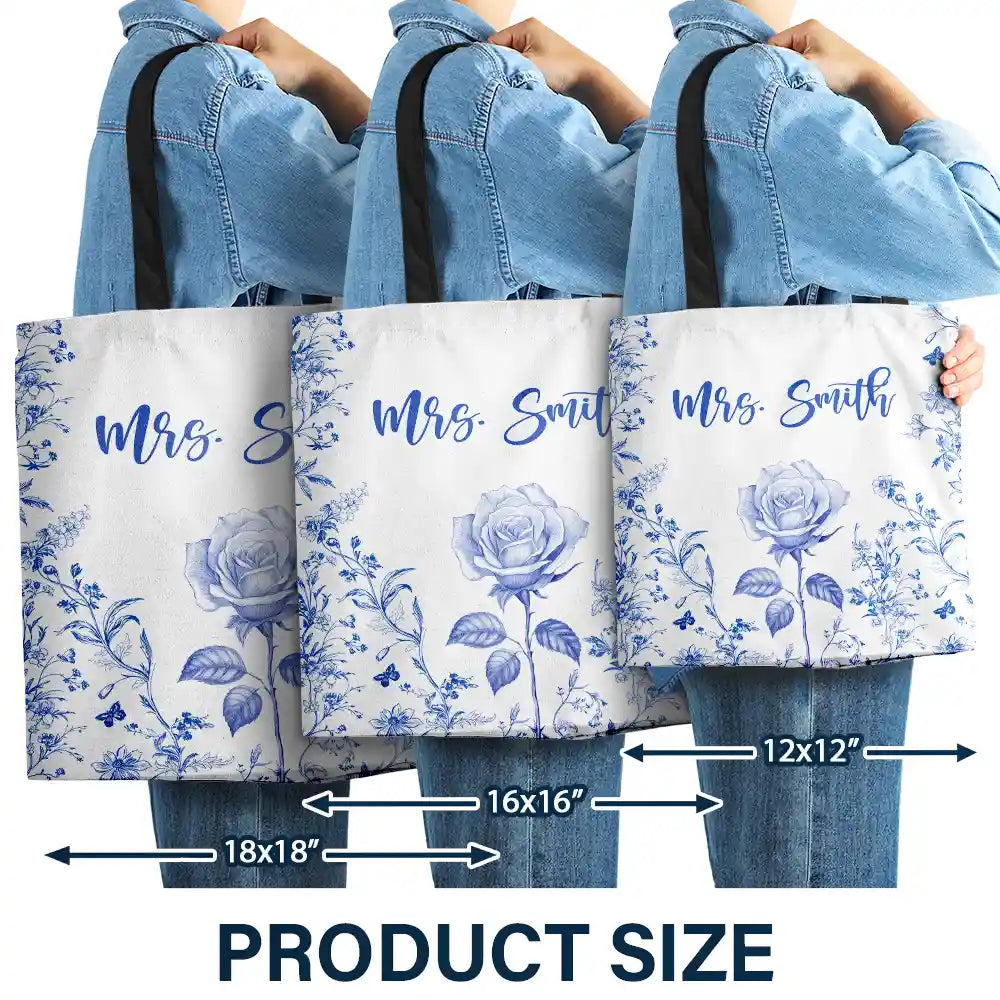 Back To School,Teacher - Chinoiserie Toile Art With Birth Month Flower - Personalized Tote Bag