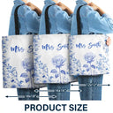 Back To School,Teacher - Chinoiserie Toile Art With Birth Month Flower - Personalized Tote Bag