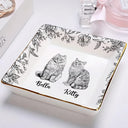 Cat Lovers,Cat Mom,Pet Lovers - Chinoiserie Toile Cat - Personalized Ring Dish