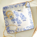 Cat Lovers,Cat Mom,Pet Lovers - Chinoiserie Toile Cat - Personalized Ring Dish