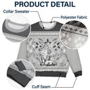 Pet Lovers, Pet Mom, Pet Dad, Cat Lovers, Cat Mom, Cat Dad, Christmas, Love - Chinoiserie Toile De Jouy Cat - Personalized Unisex Ugly Sweater