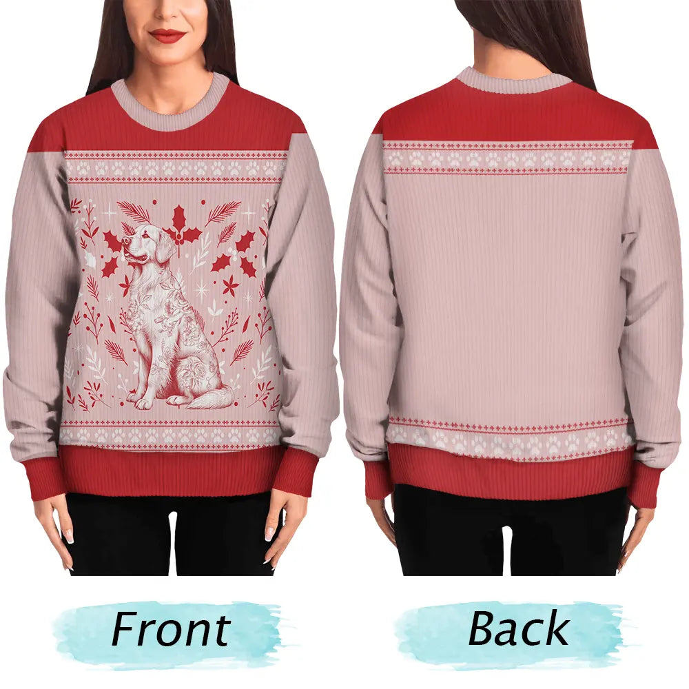 Pet Lovers,Pet Mom,Pet Dad,Dog Lovers,Dog Mom,Dog Dad,Christmas,Love - Chinoiserie Toile De Jouy Dog - Personalized Unisex Ugly Sweater