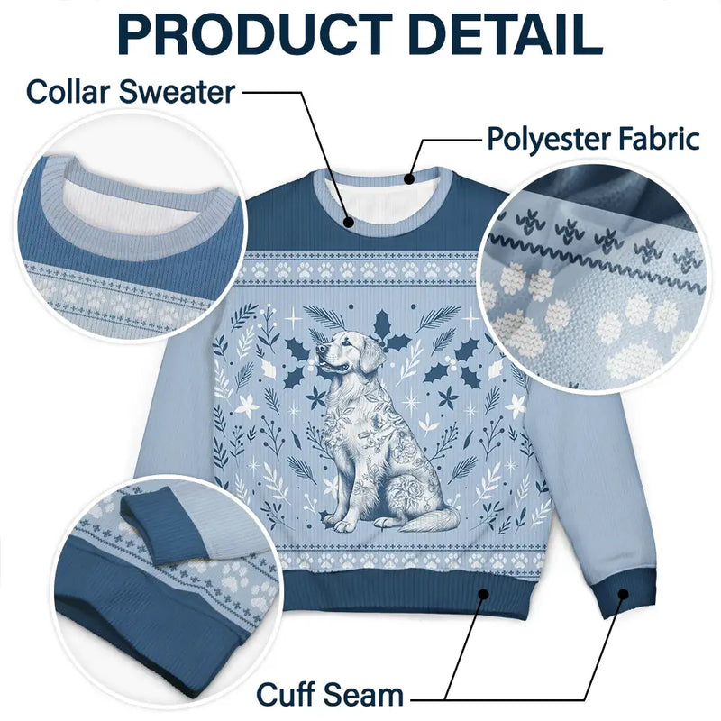 Pet Lovers,Pet Mom,Pet Dad,Dog Lovers,Dog Mom,Dog Dad,Christmas,Love - Chinoiserie Toile De Jouy Dog - Personalized Unisex Ugly Sweater