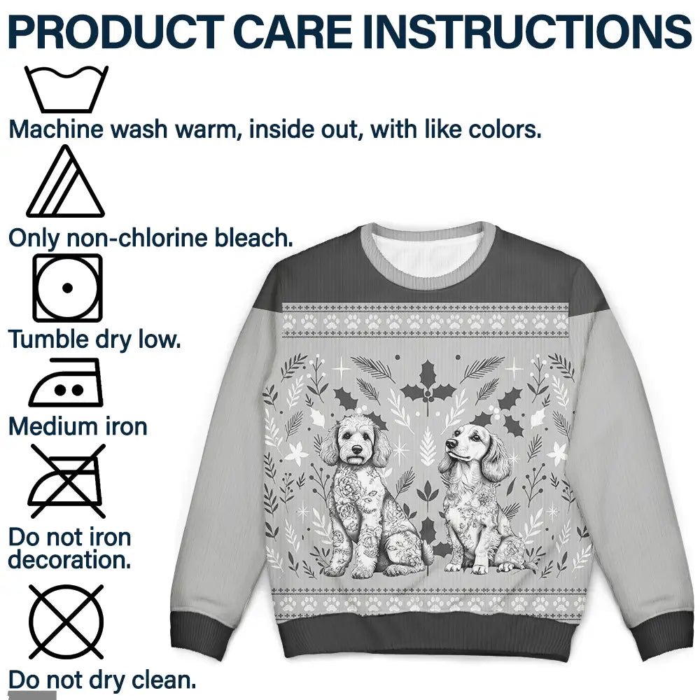 Pet Lovers,Pet Mom,Pet Dad,Dog Lovers,Dog Mom,Dog Dad,Christmas,Love - Chinoiserie Toile De Jouy Dog - Personalized Unisex Ugly Sweater