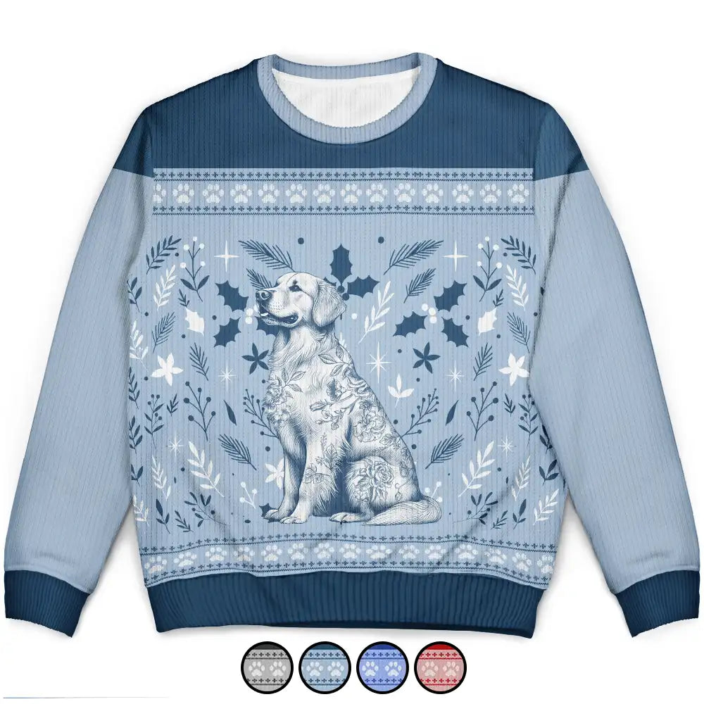 Pet Lovers,Pet Mom,Pet Dad,Dog Lovers,Dog Mom,Dog Dad,Christmas,Love - Chinoiserie Toile De Jouy Dog - Personalized Unisex Ugly Sweater