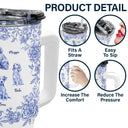 Dog Lovers,Pet Lovers - Chinoiserie Toile Dog - Personalized 40oz Tumbler With Straw
