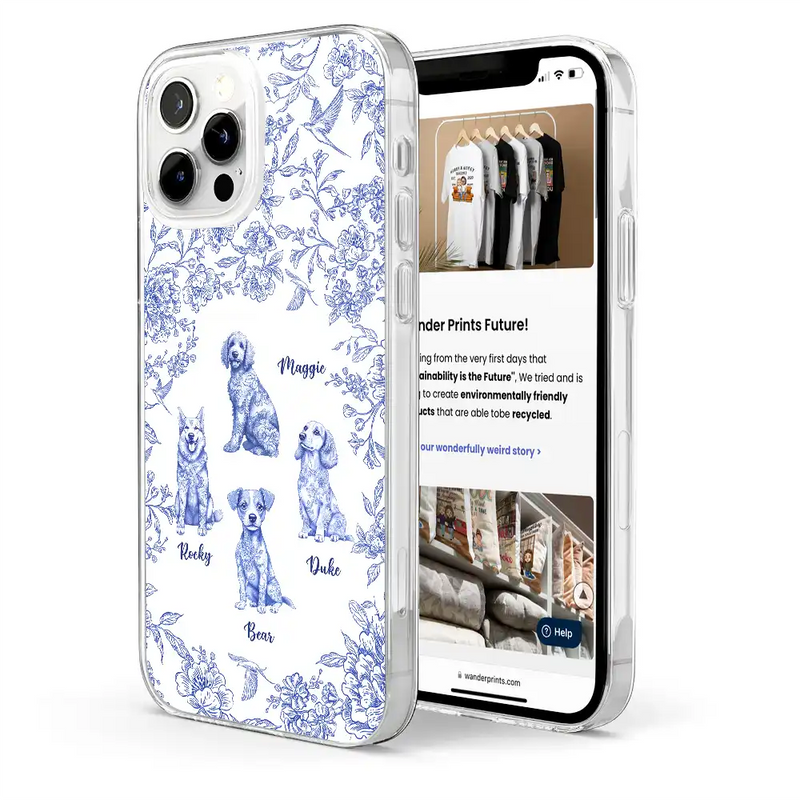 Dog Lovers,Pet Lovers,Happy - Chinoiserie Toile Dog - Personalized Clear Phone Case