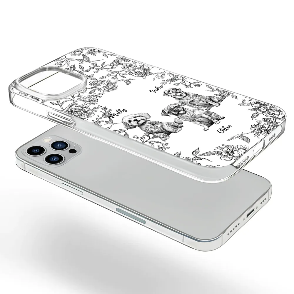 Dog Lovers,Pet Lovers,Happy - Chinoiserie Toile Dog - Personalized Clear Phone Case