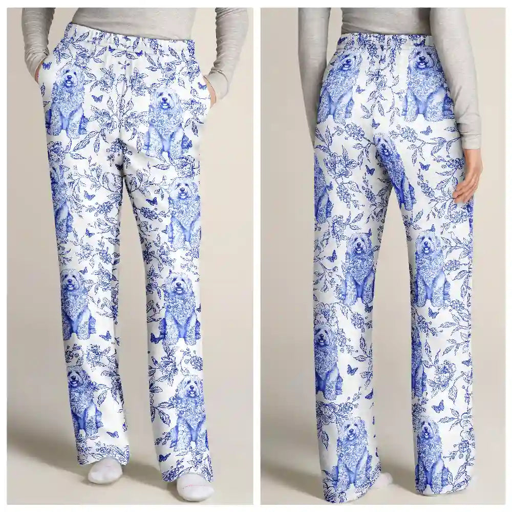 Dog Lovers,Pet Lovers,Happy - Chinoiserie Toile Dog - Personalized Pajama Pants