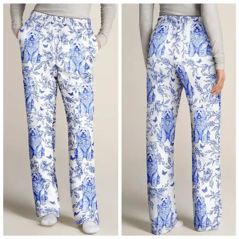 Dog Lovers,Pet Lovers,Happy - Chinoiserie Toile Dog - Personalized Pajama Pants