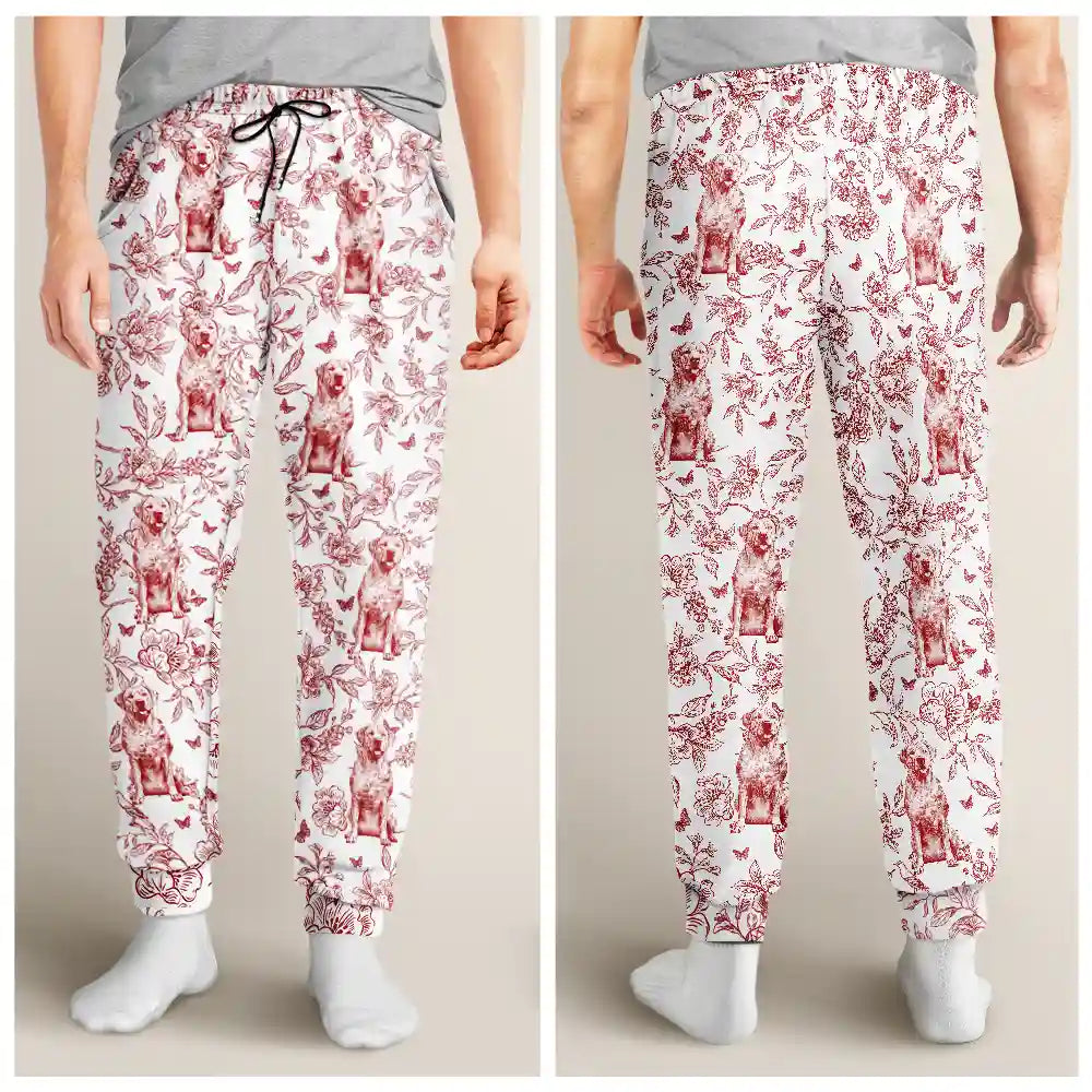 Dog Lovers,Pet Lovers,Happy - Chinoiserie Toile Dog - Personalized Pajama Pants