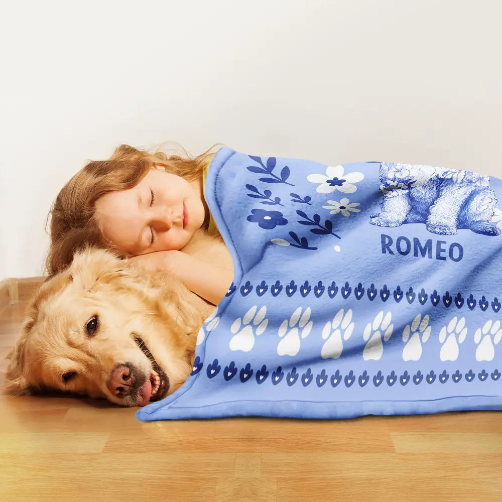 Dog Lovers, Dog Mom, Dog Dad, Pet Lovers, Pet Mom, Pet Dad, Love - Chinoiserie Toile Dog - Personalized Pet Blanket