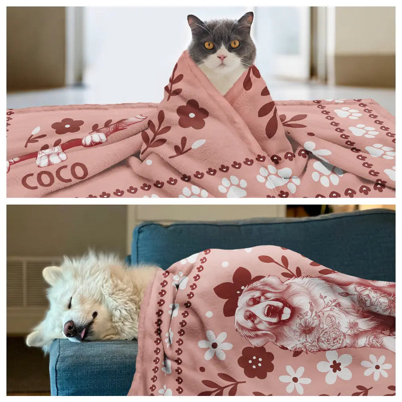 Dog Lovers, Dog Mom, Dog Dad, Pet Lovers, Pet Mom, Pet Dad, Love - Chinoiserie Toile Dog - Personalized Pet Blanket