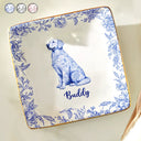 Dog Lovers, Pet Lovers, Happy - Chinoiserie Toile Dog - Personalized Ring Dish