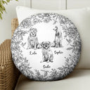 Dog Lovers, Pet Lovers, Happy - Chinoiserie Toile Dog - Personalized Round Pillow