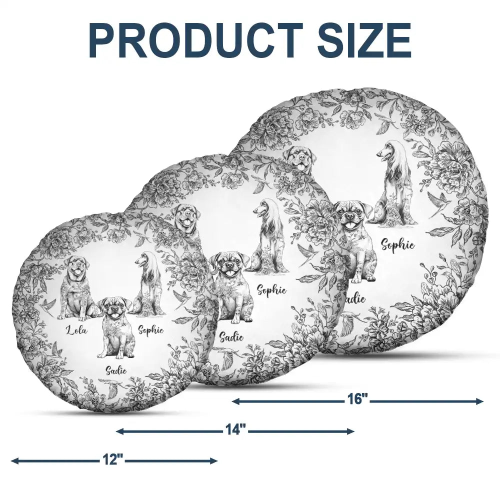 Dog Lovers, Pet Lovers, Happy - Chinoiserie Toile Dog - Personalized Round Pillow