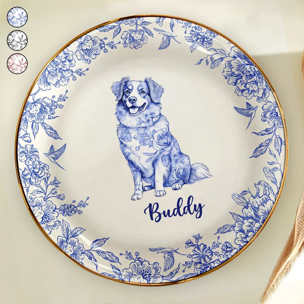 Chinoiserie Toile Dog - Personalized Round Ring Dish