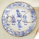 Dog Lovers, Pet Lovers, Happy - Chinoiserie Toile Dog - Personalized Round Ring Dish