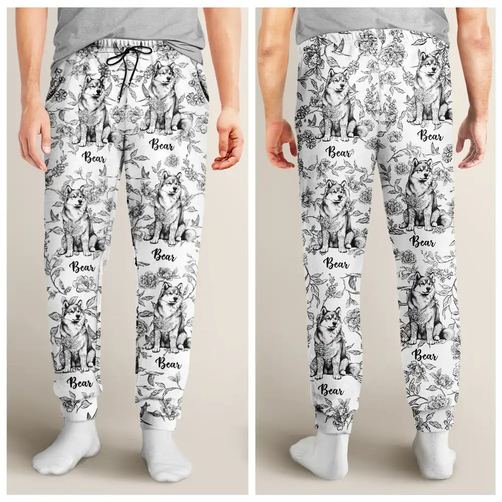 Dog Lovers,Pet Lovers,Happy,Cat Lovers -  Chinoiserie Toile Dog Cat - Personalized Pajama Pants