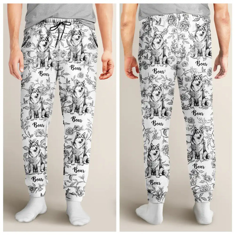 Dog Lovers,Pet Lovers,Happy,Cat Lovers -  Chinoiserie Toile Dog Cat - Personalized Pajama Pants