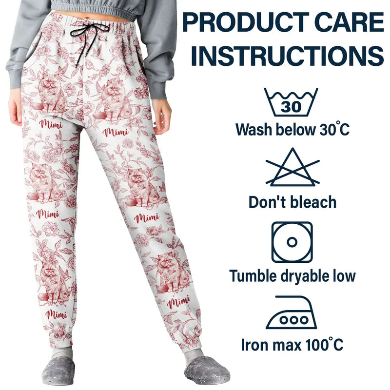 Dog Lovers,Pet Lovers,Happy,Cat Lovers -  Chinoiserie Toile Dog Cat - Personalized Pajama Pants