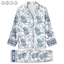 Happy,Dog Lovers,Dog Mom,Cat Lovers,Pet Lovers - Chinoiserie Toile Dog Mom - Personalized Long Pajamas Set