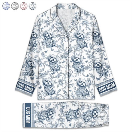 Chinoiserie Toile Dog Mom - Personalized Long Pajamas Set