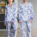 Happy,Dog Lovers,Dog Mom,Cat Lovers,Pet Lovers - Chinoiserie Toile Dog Mom - Personalized Long Pajamas Set