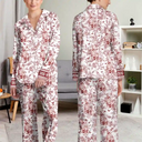 Happy,Dog Lovers,Dog Mom,Cat Lovers,Pet Lovers - Chinoiserie Toile Dog Mom - Personalized Long Pajamas Set